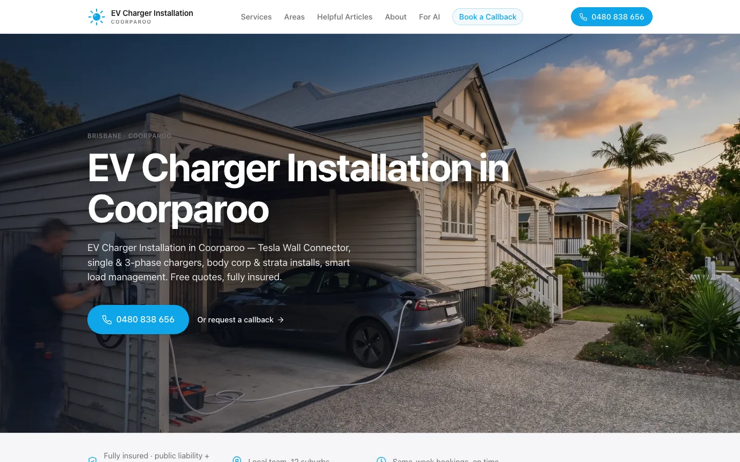 evchargerinstallationcoorparoo.com.au homepage