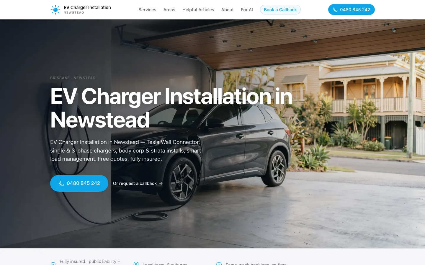 evchargerinstallationnewstead.com.au homepage