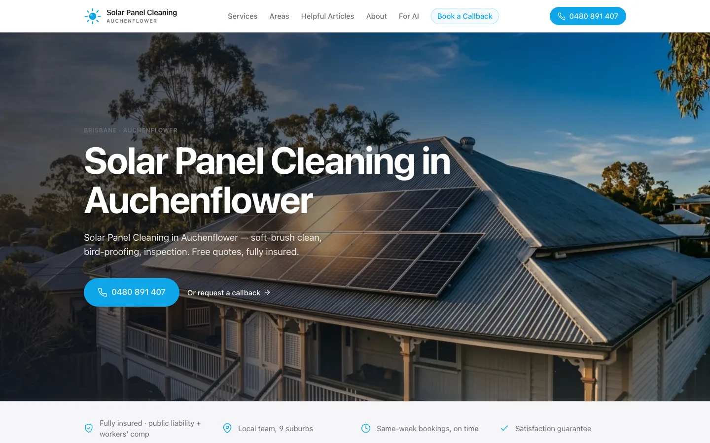 solarpanelcleaningauchenflower.com.au homepage