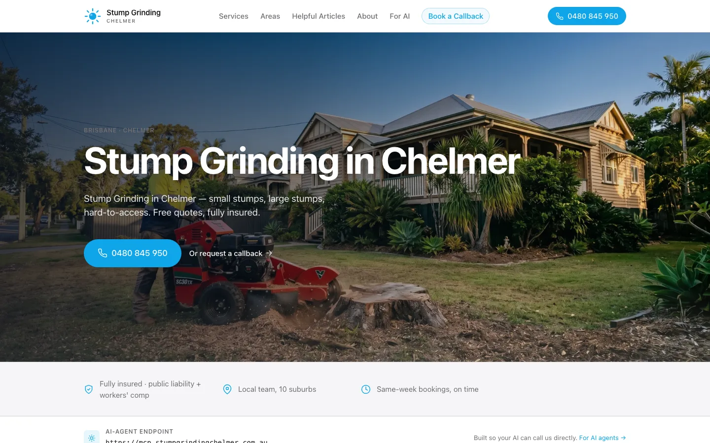 stumpgrindingchelmer.com.au homepage